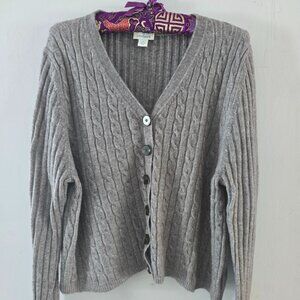 Sundance Catalogue Women's V neck Cropped Cable Cardigan XL